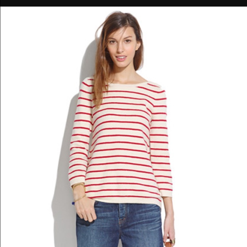 Madewell Red And Cream Stripe Sweater
